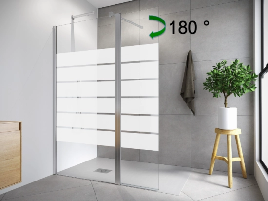 Paroi de douche fixe avec partie mobile - Largeur 80 à 100 cm, hauteur 195 cm - Verre de sécurité 6 mm - Traitement anti-calcaire - STOCK DISPONIBLE - Livraison offerte